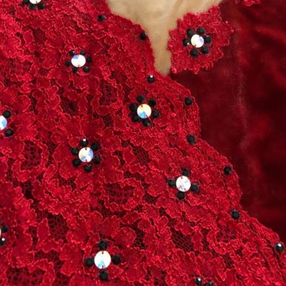 GORGEOUS Stoned Spanish/Tango Red Figure Skating Ice Dance Dress - Picture 3 of 8